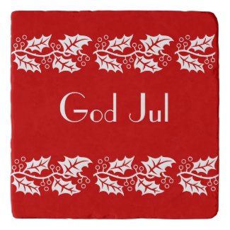white hollies in red -  God Jul 