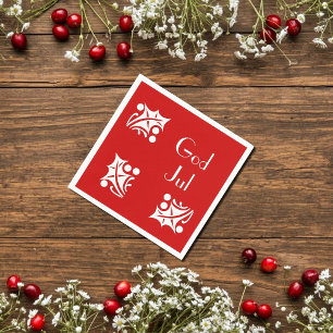 white hollies in red napkins