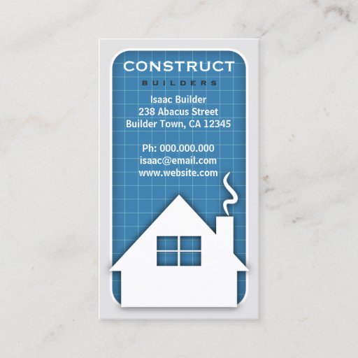 Customizable Building and Construction Blueprint Business Cards