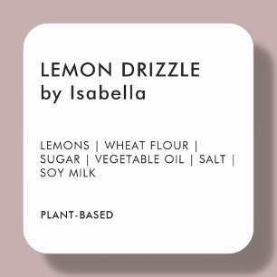 White   Homemade Cake Product Ingredient Labels