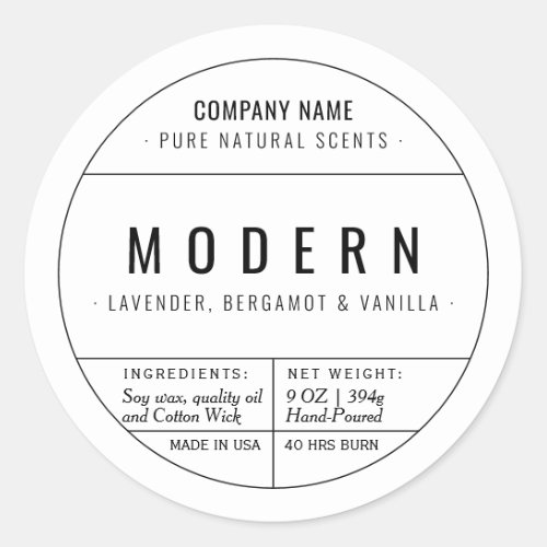 White Homemade Candle Product Label Stickers