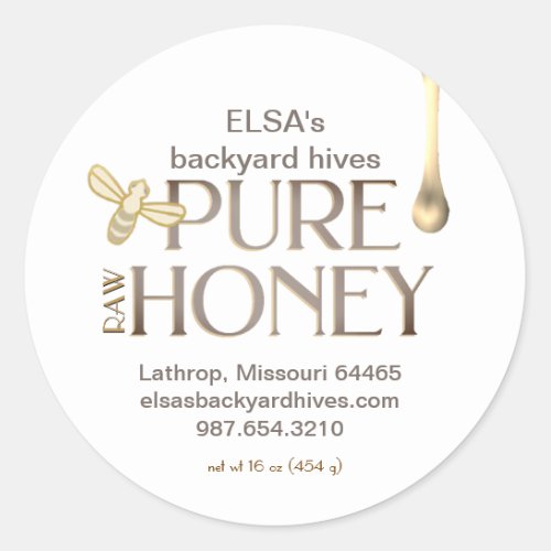 White Honey drip Label with Bee