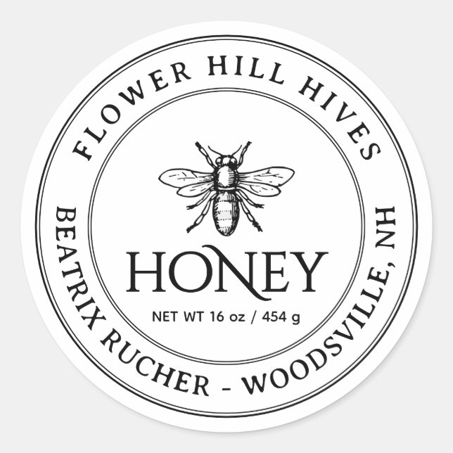 White Honey Label with French Bee (Front)