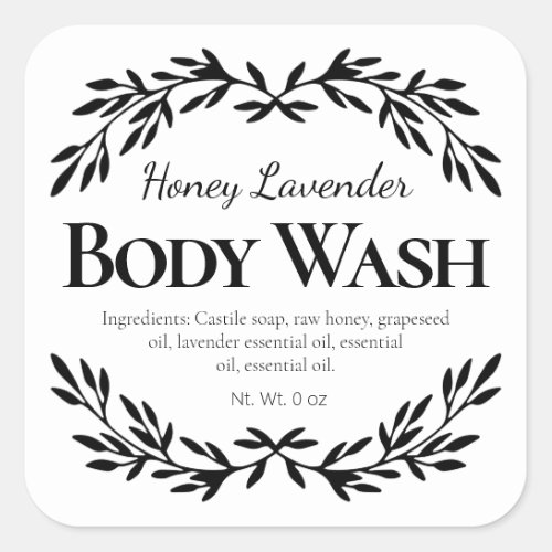 White Honey Lavender DIY Body Wash Labels