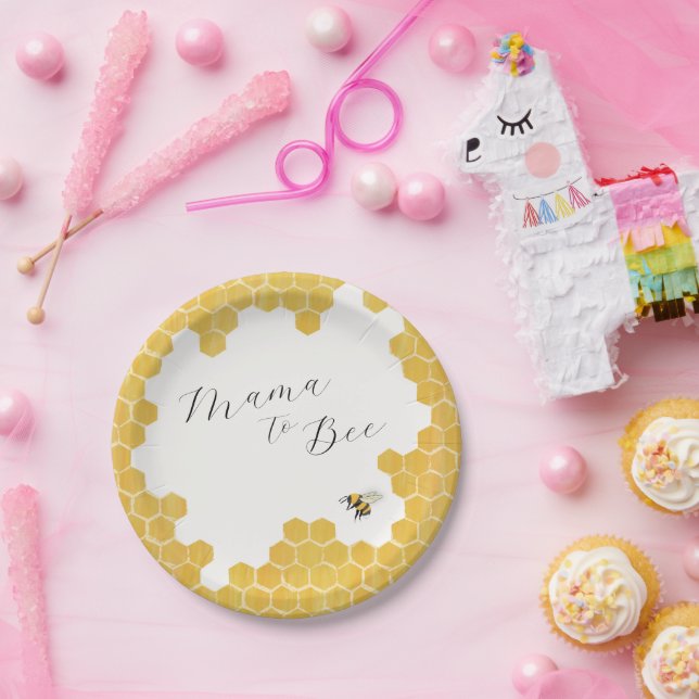 White Honeybee Baby Shower Paper Plates (Party)