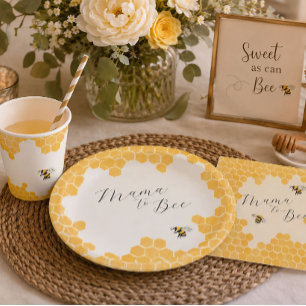 White Honeybee Baby Shower Paper Plates