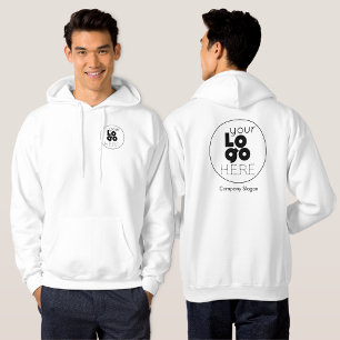 White Hoodie with Your Business Logo on Back+Front