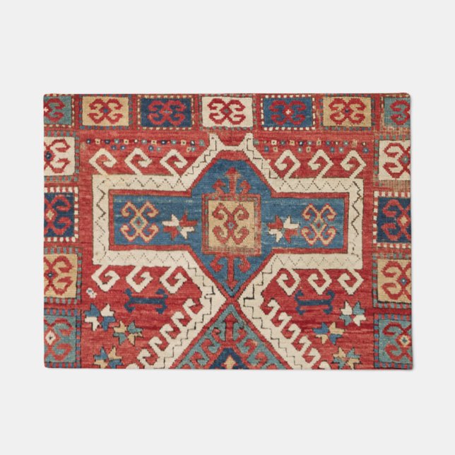 White Hooked Southwestern Shape  Doormat (Front)