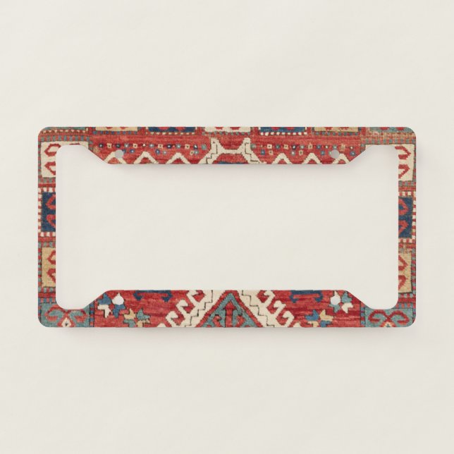 White Hooked Southwestern Shape  License Plate Frame (Front)