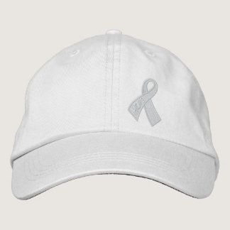 White Hope Cancer Ribbon Awareness Embroidered Baseball Hat