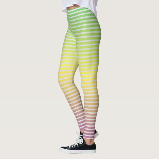 White Horizontal Stripes on a Pastel Spectrum Leggings | Zazzle.com