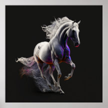 White Horse, Abstract Colors , Art Print Wall