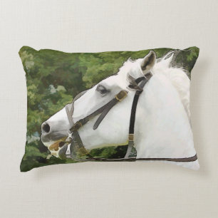 WHITE HORSE ACCENT PILLOW