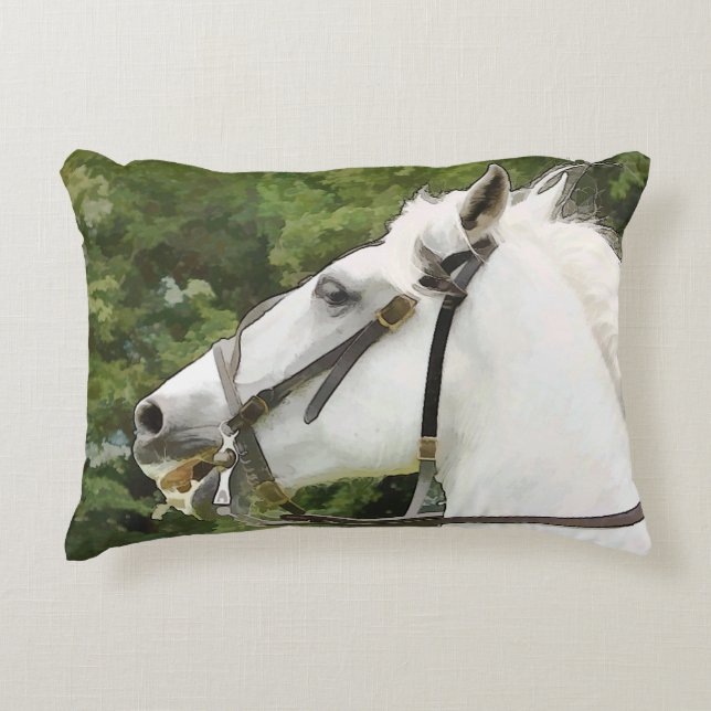 WHITE HORSE ACCENT PILLOW (Front)
