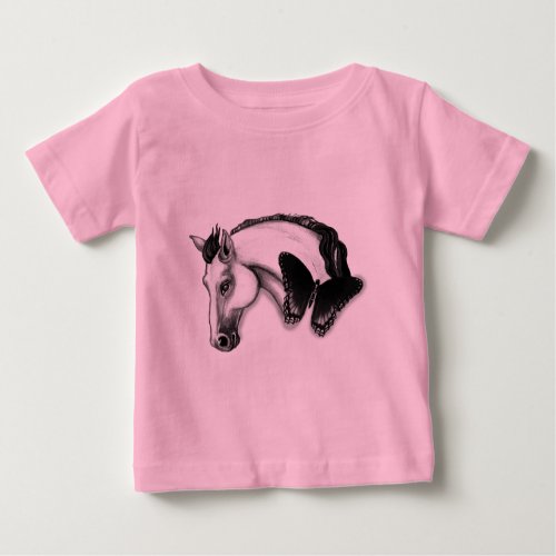 White Horse and Butterfly Design Baby T_Shirt