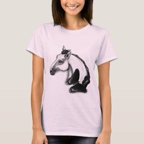 White Horse and Butterfly Design T_Shirt