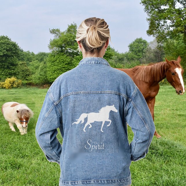 White Horse and Country Spirit Script Denim Jacket (Creator Uploaded)