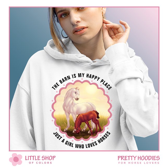 White Horse and Foal Customizable Hoodie (Creator Uploaded)