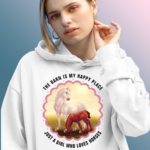 White Horse and Foal Customizable Hoodie