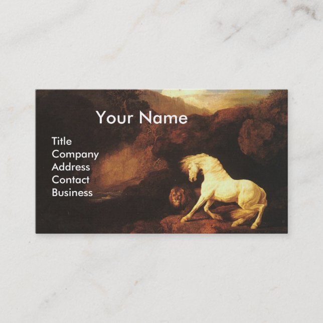 WHITE HORSE AND LION / CADUCEUS VETERINARY SYMBOL BUSINESS CARD (Front)