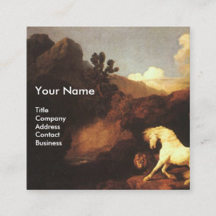 WHITE HORSE AND LION / CADUCEUS VETERINARY SYMBOL SQUARE BUSINESS CARD