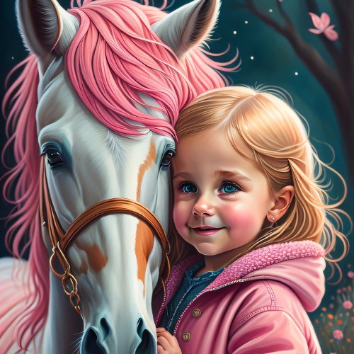 White horse and Little Cutie in a pink coat Tissue Paper