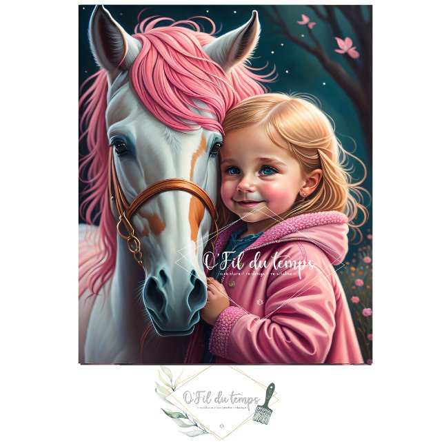White horse and Little Cutie in a pink coat Tissue Paper (Creator Uploaded)