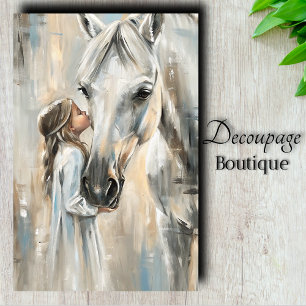 White Horse And Little Girl Decoupage Tissue Paper