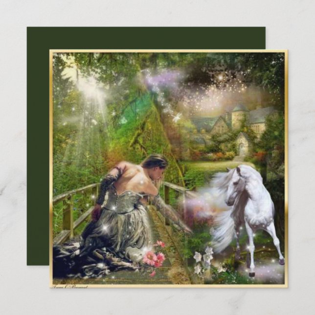 White Horse and Princess Fantasy Card (Front/Back)
