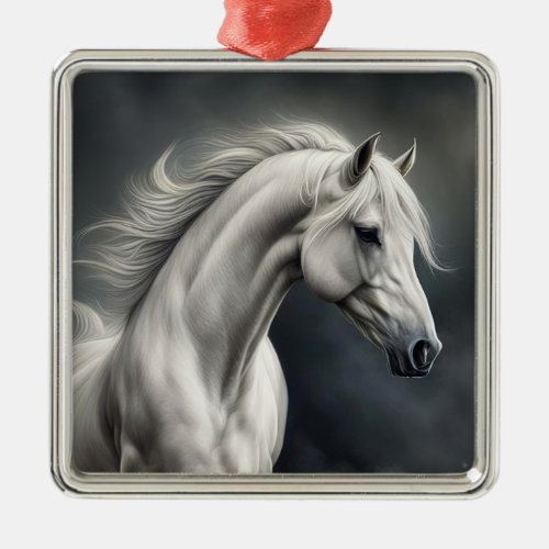 White Horse Beautiful Metal Ornament