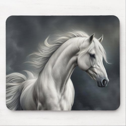 White Horse Beautiful Mouse Pad