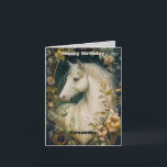 White Horse Birthday Card<br><div class="desc">Beautifully illustrated fine art equestrian birthday card,  easy to edit with your own custom name and message.</div>
