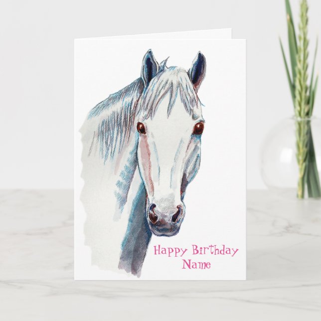 White Horse Birthday Card (Front)