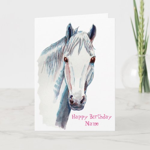 White Horse Birthday Card
