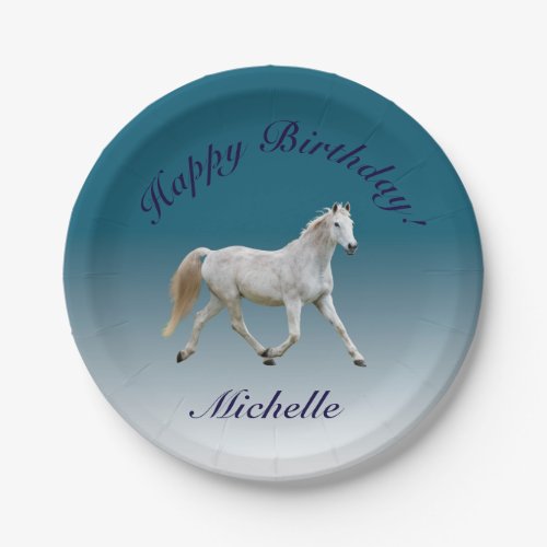 White Horse Birthday Plates