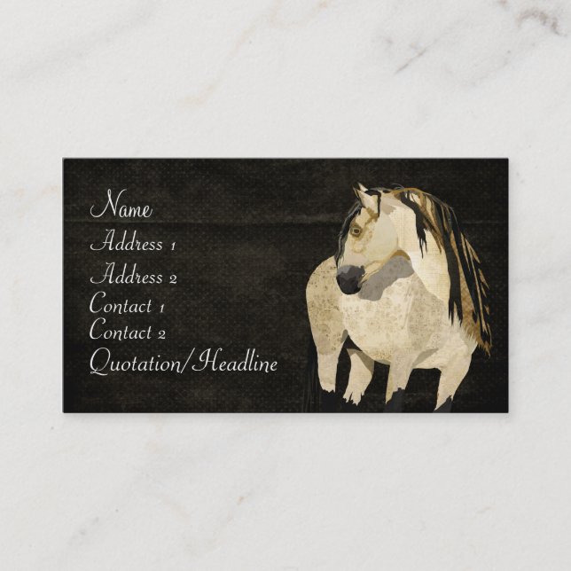 White Horse Black Retro Business Card (Front)