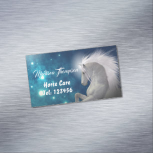 White Horse Blue Skies Animal Care Business Card Magnet