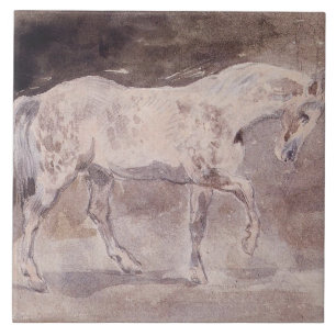 White Horse (by Eugene Delacroix) Ceramic Tile