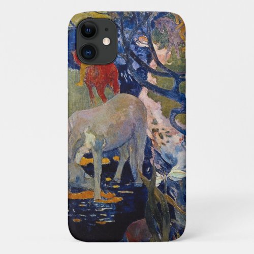 White Horse by Paul Gauguin Vintage Fine Art iPhone 11 Case