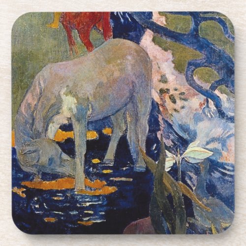 White Horse by Paul Gauguin Vintage Fine Art Drink Coaster