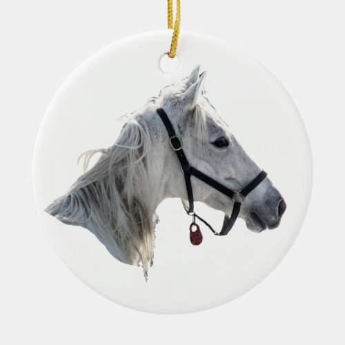 White Horse Ceramic Ornament