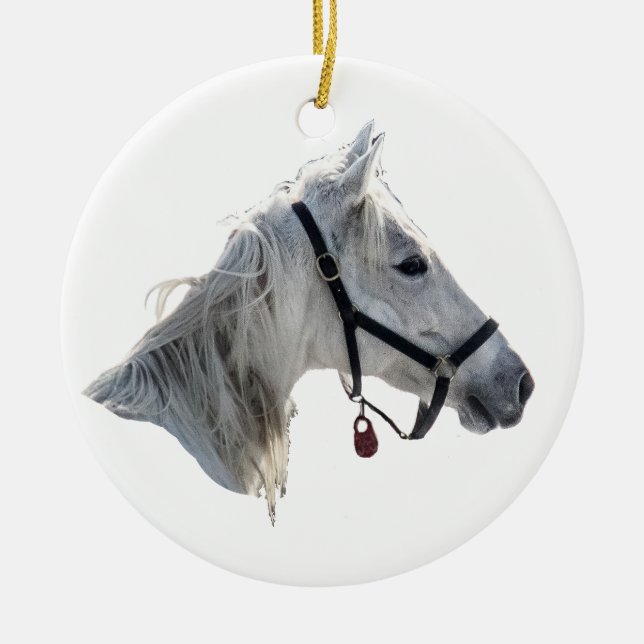 White Horse Ceramic Ornament (Front)