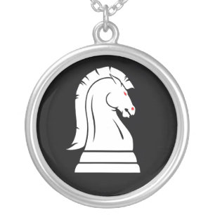 White Horse Chess Knight Silver Chain Necklace