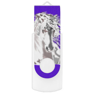 White Horse - Choose / add background colors Flash Drive