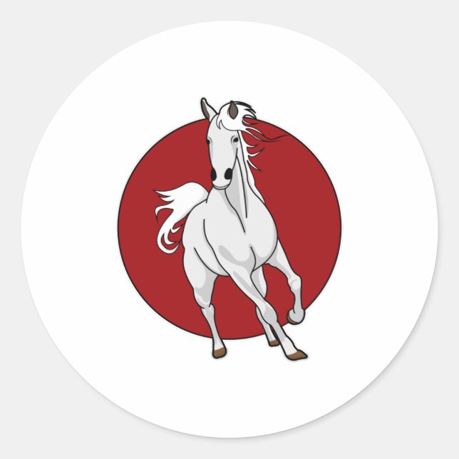 White Horse Classic Round Sticker (Front)