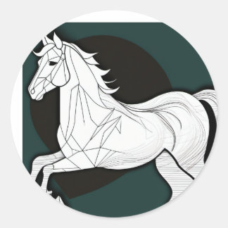 white horse classic round sticker