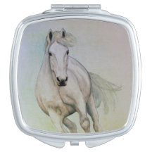 White Horse Compact Mirror