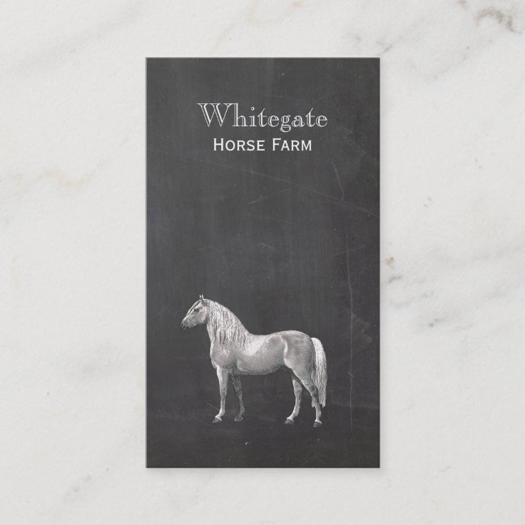 White Horse Equestrian Rustic Black Business Card Zazzle