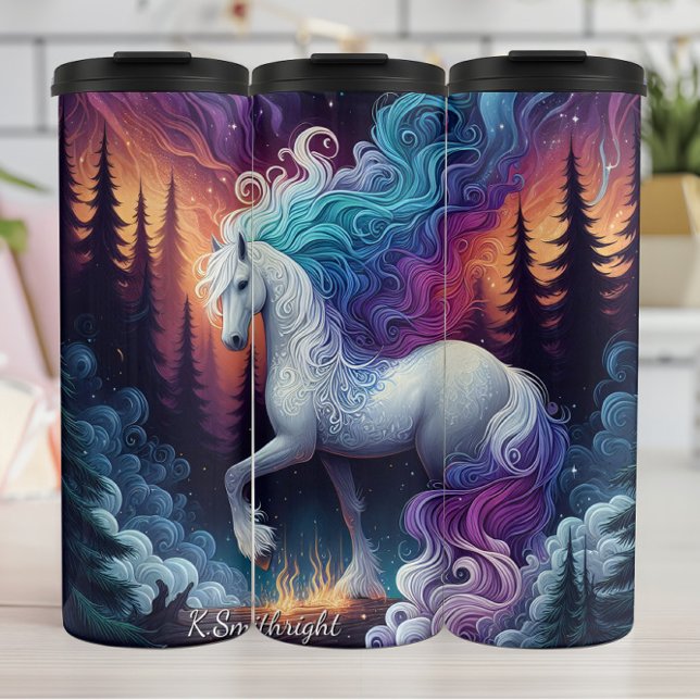 White Horse Fire Forest Magic Thermal Tumbler (Creator Uploaded)