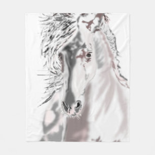 White Horse Fleece Blanket Custom Color